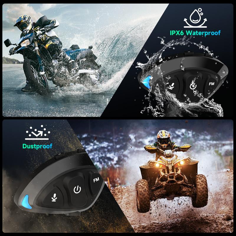MOMAN RS-S Motorcycle Helmet Headset,Single Person Use Helmet Earphone with Hifi Stereo/Fm Radio/Ai Voice/Hands-Free Call/Noise Cancellation