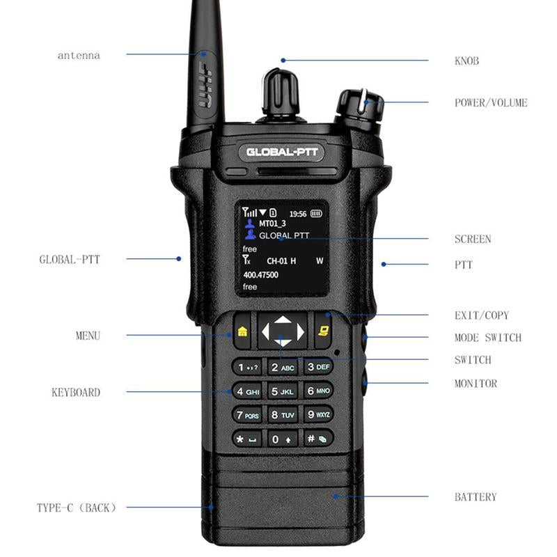 Global Ptt Walkie Talkie UV Dual+4G LTE New 5288 Model with SIM Global-Ptt Walkie Talkie Call Long Range Distance Adult Professional Police Two Way Radio Company Work