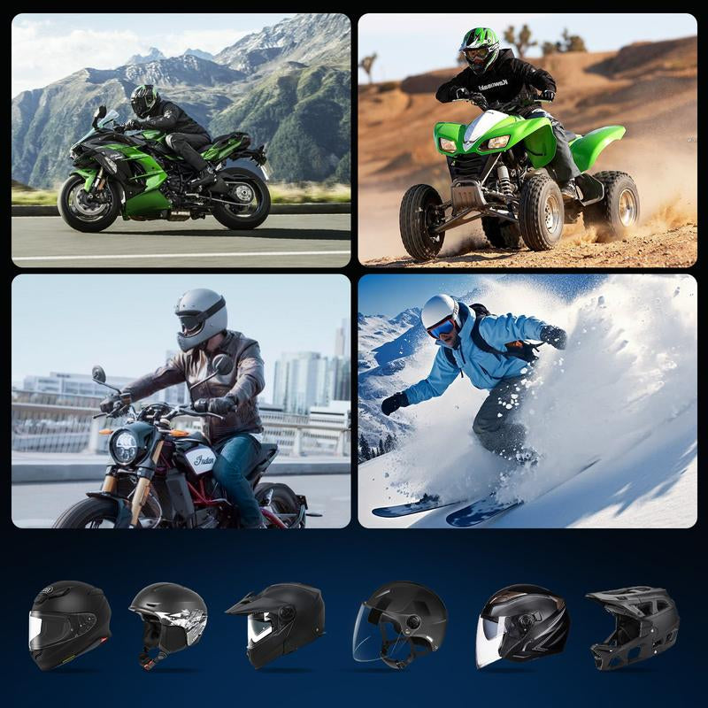 MOMAN RS-S Motorcycle Helmet Headset,Single Person Use Helmet Earphone with Hifi Stereo/Fm Radio/Ai Voice/Hands-Free Call/Noise Cancellation