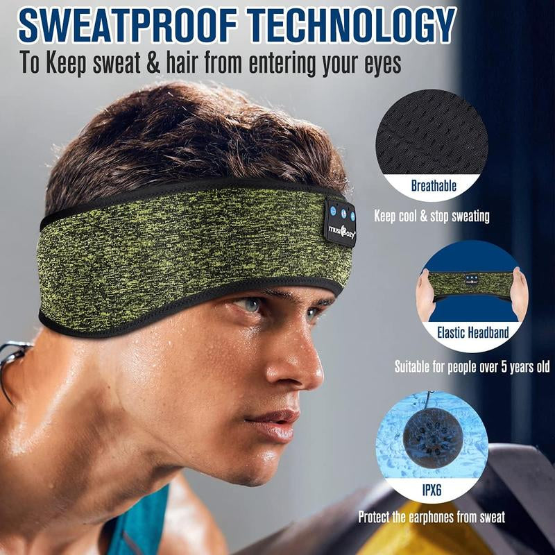 MUSICOZY Sleep Headphones Bluetooth Music Wireless Band Headphones with 5.4 Thin HD Stereo Speakers Perfect for Side Sleepers, Sport, Yoga, Travel