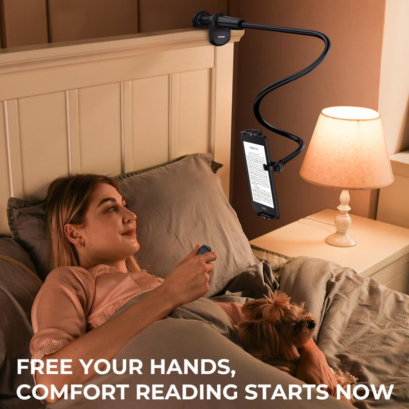 Tryone Wireless Page Turner, Gooseneck Tablet Holder, Hands-Free Stand for Kindle, Kindle Clicker Set, Rechargeable Page Turner for Smartphone Ipad Tablet E-Book Reading Device