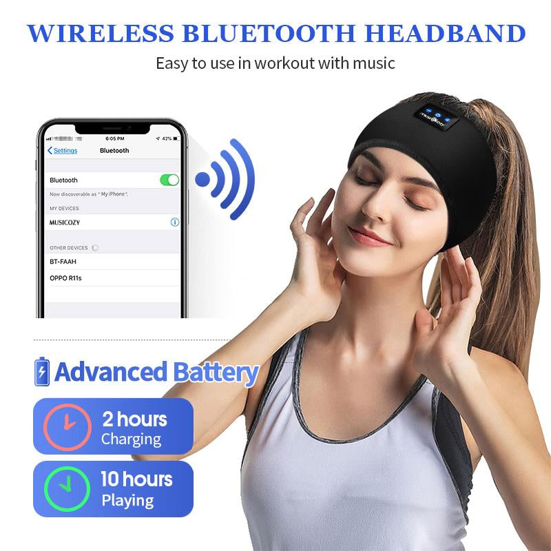 MUSICOZY Sleep Headphones Bluetooth Music Wireless Band Headphones with 5.4 Thin HD Stereo Speakers Perfect for Side Sleepers, Sport, Yoga, Travel