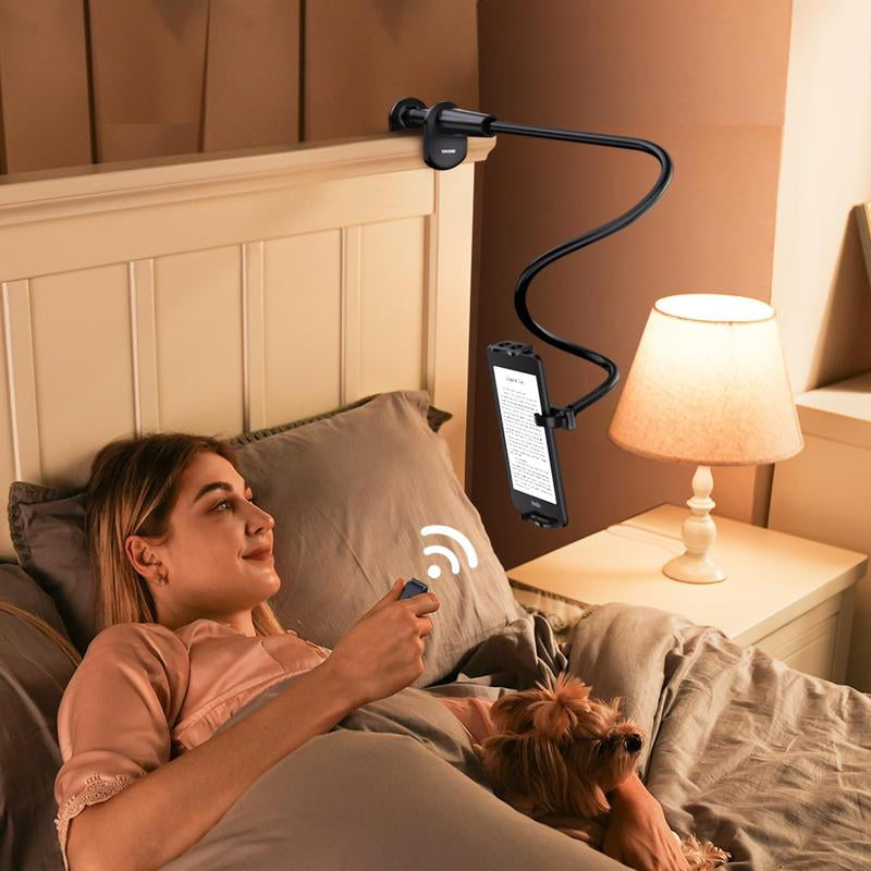 Tryone Wireless Page Turner, Gooseneck Tablet Holder, Hands-Free Stand for Kindle, Kindle Clicker Set, Rechargeable Page Turner for Smartphone Ipad Tablet E-Book Reading Device
