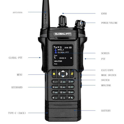 Global Ptt Walkie Talkie UV Dual+4G LTE New 5288 Model with SIM Global-Ptt Walkie Talkie Call Long Range Distance Adult Professional Police Two Way Radio Company Work