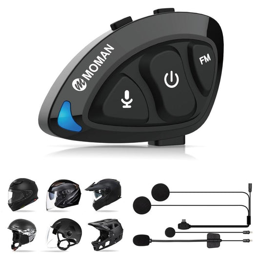 MOMAN RS-S Motorcycle Helmet Headset,Single Person Use Helmet Earphone with Hifi Stereo/Fm Radio/Ai Voice/Hands-Free Call/Noise Cancellation